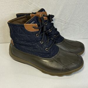 Sperry Top Sider Saltwater Blue Quilted Waterproof Duck Boots, Women's Size 8